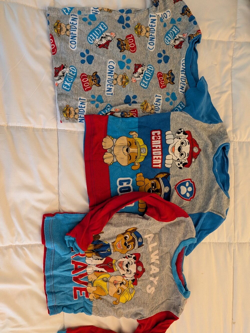Nickelodeon Paw Patrol Pajama Tops Bundle in Blue, Red & Gray, Size 6 Boys